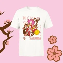 Sonic The Hedgehog White Amy Rose Sakura T-Shirt