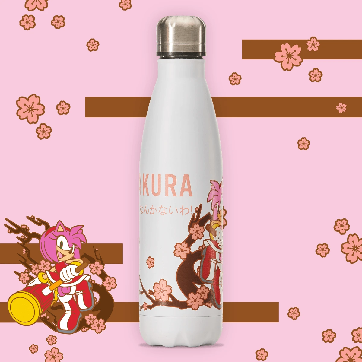 Sonic The Hedgehog SEGA Sakura Range - Amy Rose White Bowling Pin Style Water Bottle 1 Sonic The Hedgehog SEGA Sakura Range - Amy Rose White Bowling Pin Style Water Bottle
