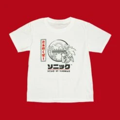Modern Sonic The Hedgehog Japanese Style Kids White T-Shirts (Unisex)